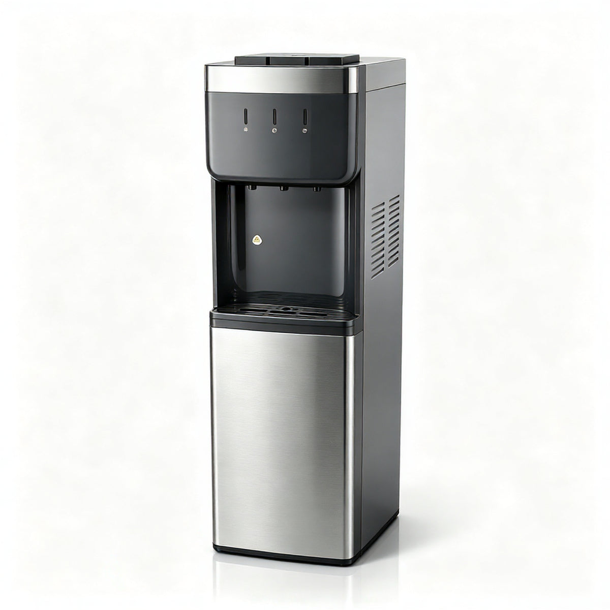 UrbanSync 304 Stainless Steel Bottom Load Water Cooler Dispenser 5 Gal, 3-Spout & 3-Temp Settings, LED & Child Safety Lock, Black