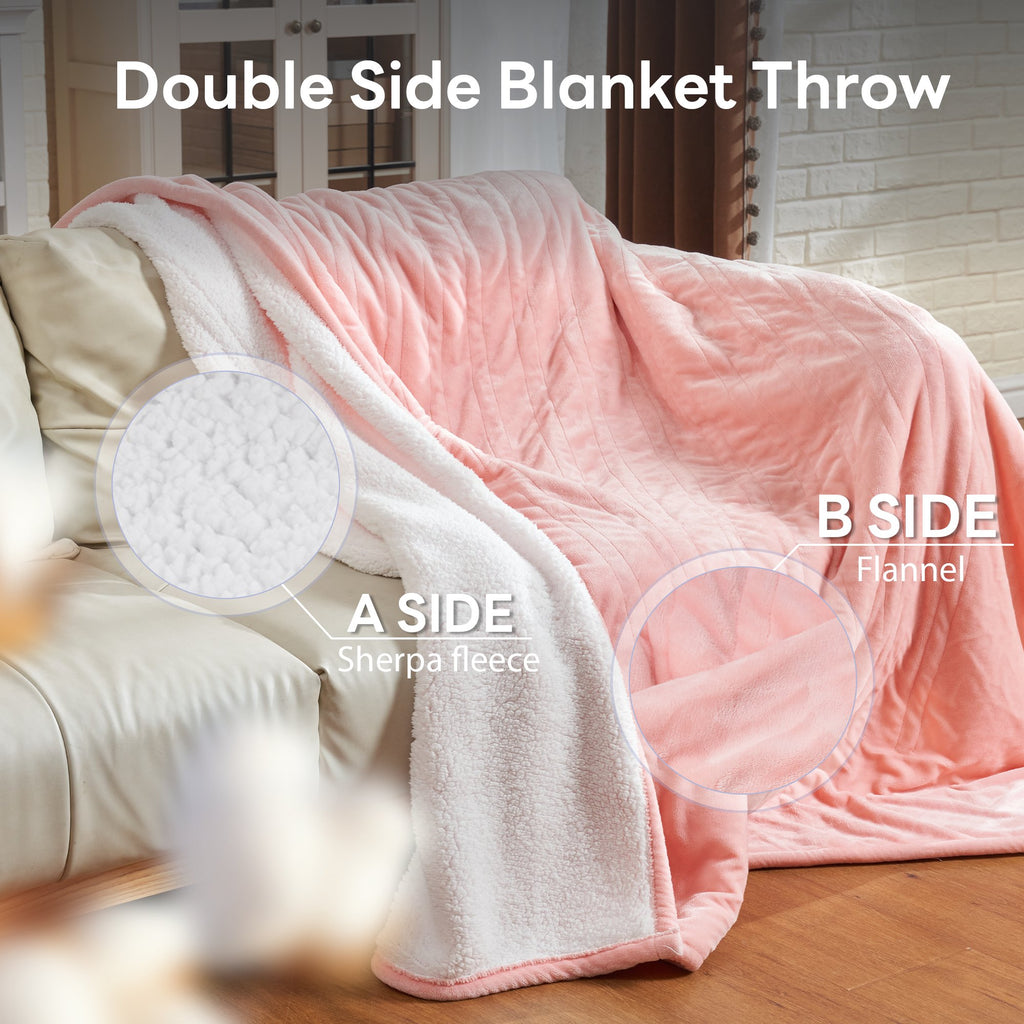 UrbanSync Electric Blanket Flannel and Soft Sherpa Fleece Heated Blanket, 50" x 60" with 12 Hours Auto Shut Off, Machine Washable, Pink