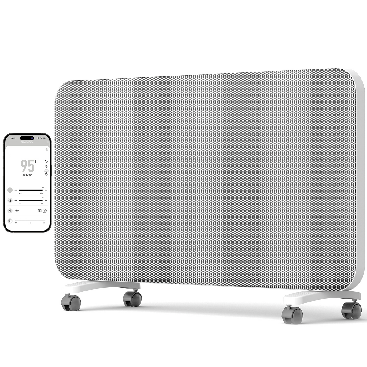 Convection Panel Space Heater, Smart WiFi App Control & Child Lock & Quiet, 1500W Portable and Wall Mounted, Indoor Large Room Heater with Thermostat, 24H Timer