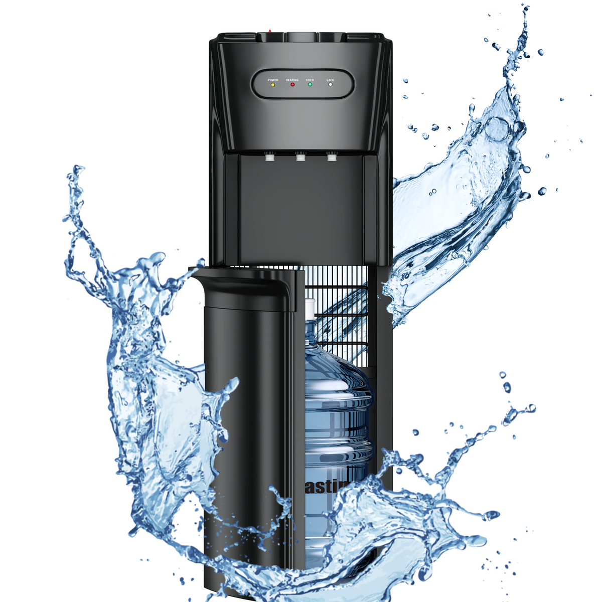UrbanSync Bottom-Loading Water Dispenser w/ Hot, Room & Cold Water | Child Safety Lock, LED Display, Black