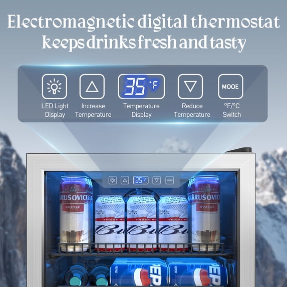 UrbanSync Beverage Refrigerator with Glass Door, 3.2 Cu.ft Mini Fridge with Adjustable Shelves for Soda, Beer, Home/Office/Bar
