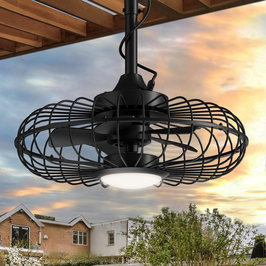 UrbanSync 20" Outdoor Ceiling Fan with Light with Remote, 6 Speeds & Timer, 3CCT Dimmable LED, IP65 Waterproof, for Kitchen, Bedroom, Outdoor,Round