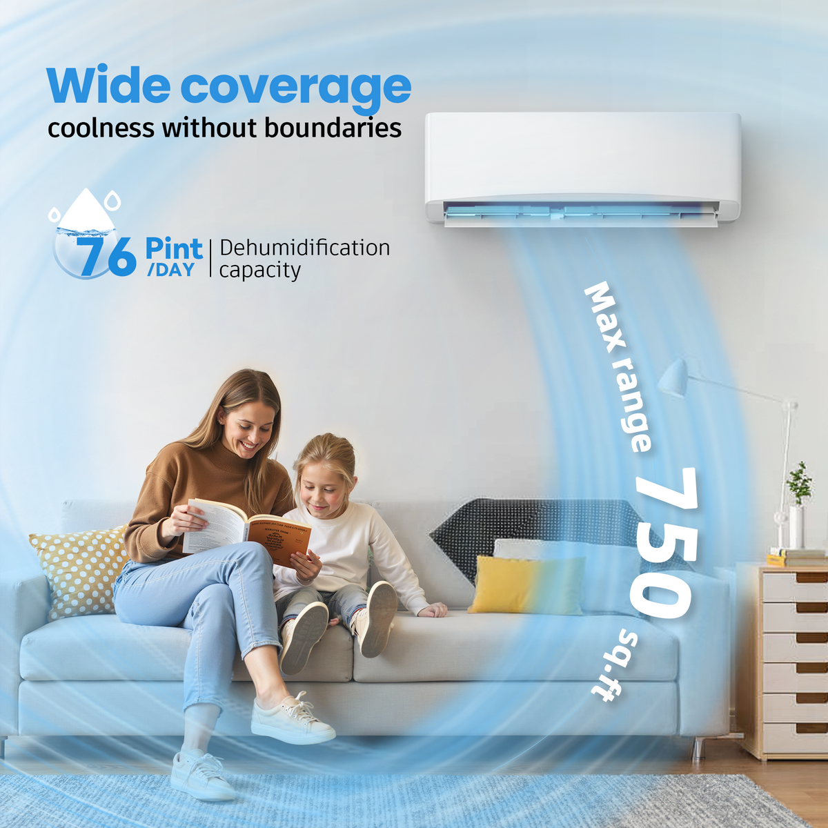 UrbanSync 12000 BTU Mini Split Air Conditioner & Heater with Inverter, 17 SEER2 115V Energy Saving AC Unit Cools Rooms up to 750 Sq. Ft, Complete Installation Kit