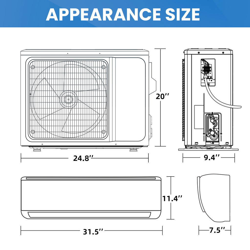 UrbanSync 12000 BTU Mini Split Air Conditioner & Heater with Inverter, 17 SEER2 115V Energy Saving AC Unit Cools Rooms up to 750 Sq. Ft, Complete Installation Kit