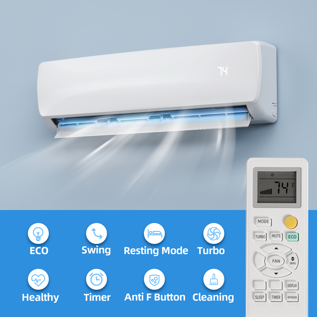 UrbanSync 18000 BTU Mini Split Air Conditioner & Heater with Inverter, 19 SEER2 230V Energy Saving AC Unit Cools Rooms up to 1250 Sq. Ft, Complete Installation Kit