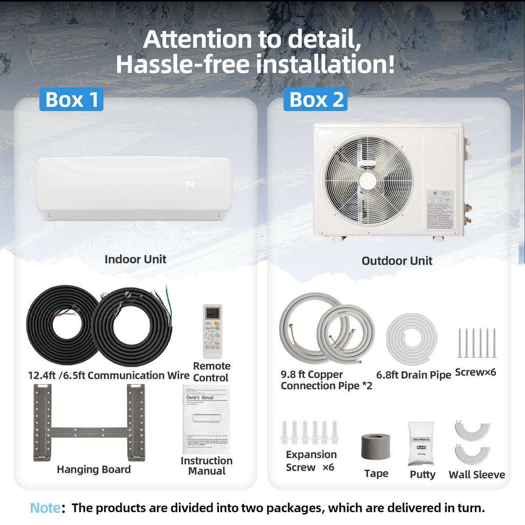 UrbanSync 18000 BTU Mini Split Air Conditioner & Heater with Inverter, 19 SEER2 230V Energy Saving AC Unit Cools Rooms up to 1250 Sq. Ft, Complete Installation Kit