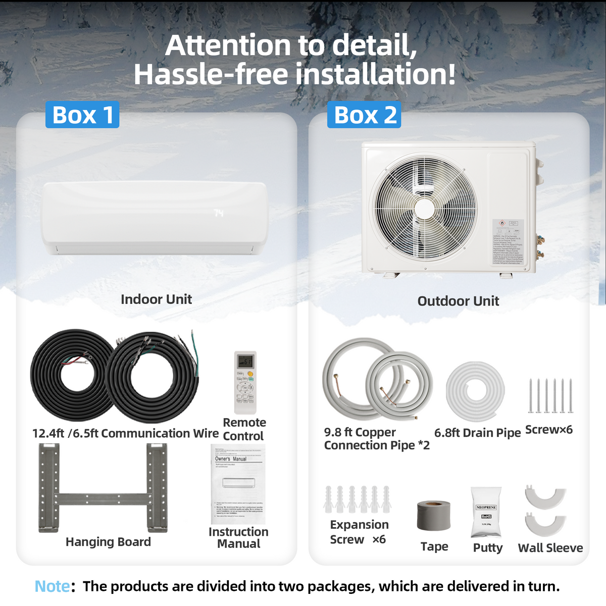 UrbanSync 18000 BTU Mini Split Air Conditioner & Heater with Inverter, 19 SEER2 230V Energy Saving AC Unit Cools Rooms up to 1250 Sq. Ft, Complete Installation Kit