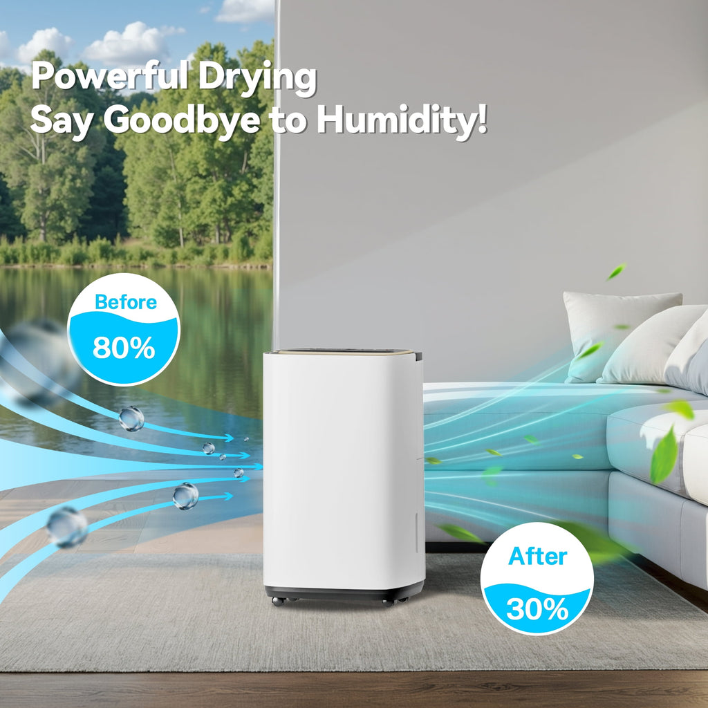 UrbanSync 15-Pint (Doe), Max 50PT 5000 Sq.Ft Dehumidifier, 24H Dehumidifiers with Drain Hose for Basement, Large Compressor Dehumidifier for Basement/Laundry/Bedroom/Office