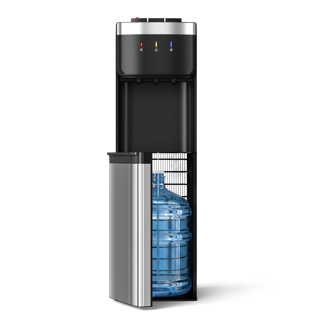 UrbanSync Bottom Loading Water Dispenser with Compressor Cooling, No Heavy Lifting 3-5 Gallon, Hot, Cold & Room, Child Safety Lock, Stainless Steel Body, New