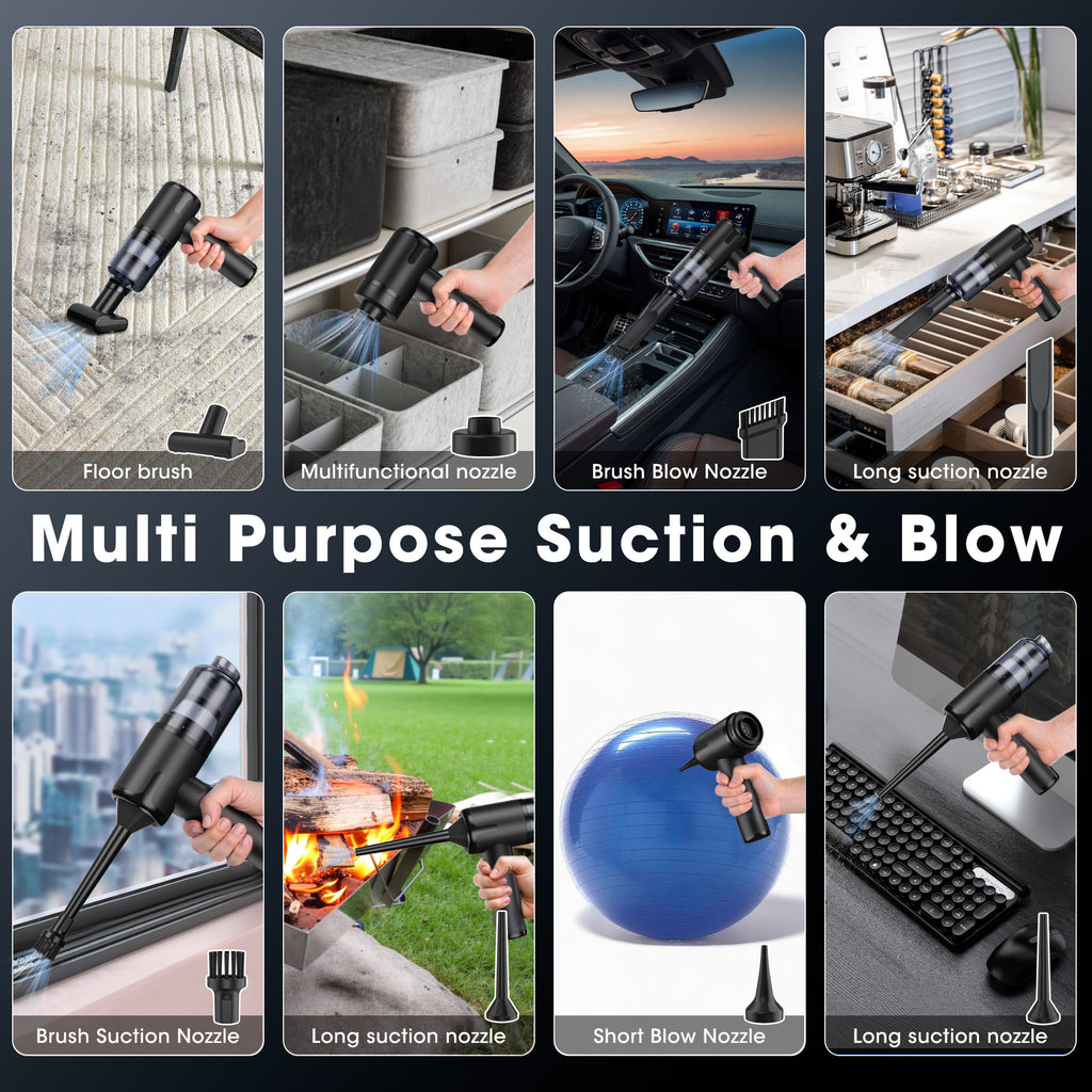 UrbanSync 8-in-1 Cordless Handheld Vacuum Cleaner - 16,000PA Powerful Suction, 4000mAh Battery, Washable and Reusable