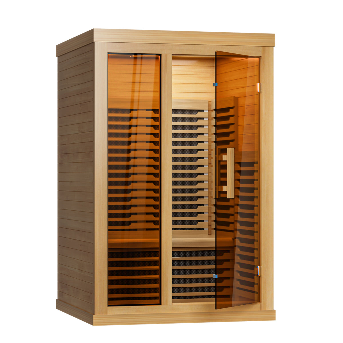 UrbanSync 1 or 2 Person Home-Use Far-Infrared Wooden Sauna Room, with 2000W Steamert, Full-Spectrum Infrared Sauna, Double-Layer Tempered Glass&Bluetooth Speaker, Burlywood