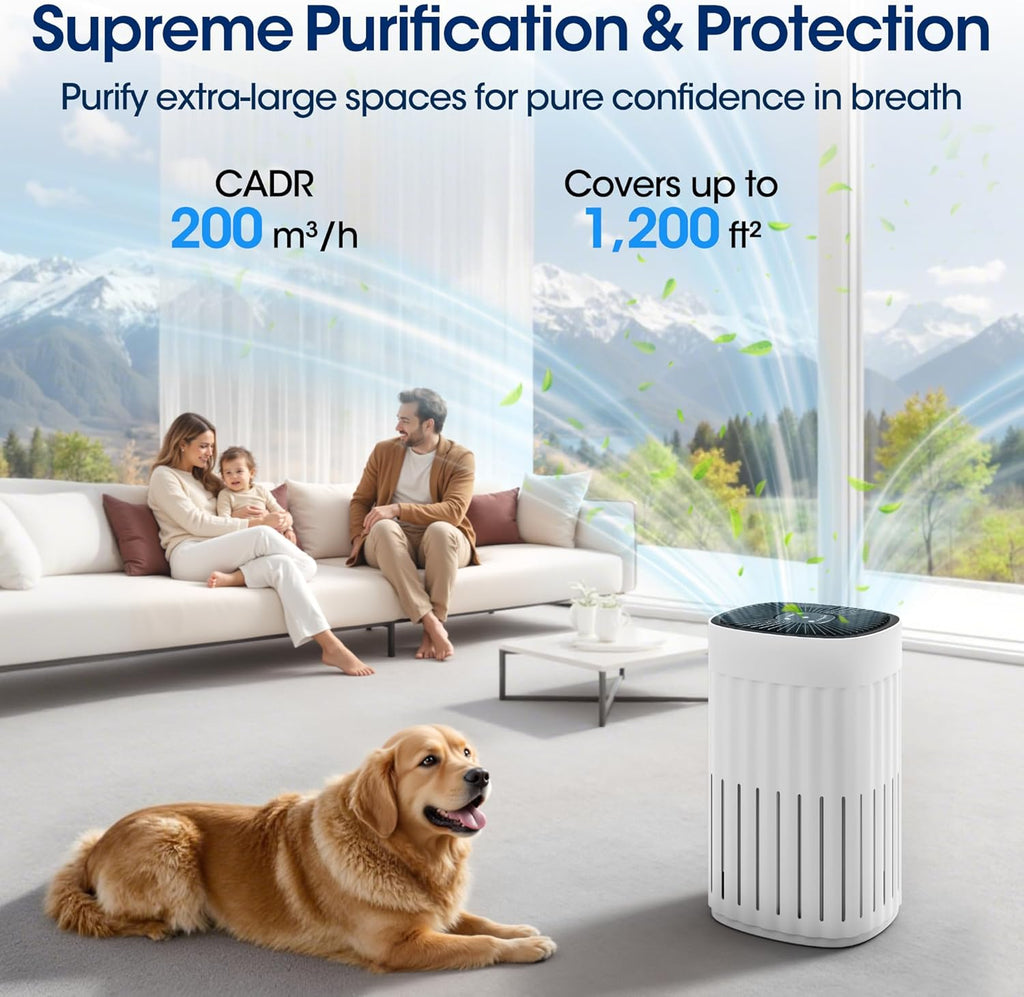UrbanSync 3-in-1 HEPA Air Purifier - 99.97% Particle Removal, 3-Speed, 8H Timer for Home & Office