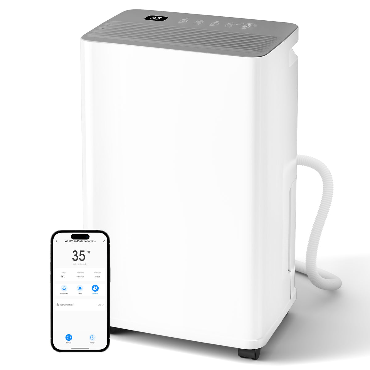 UrbanSync 10-Pint (DOE), Max 35 Pint Smart Dehumidifier with App Remote Control, 24H Timer, Multi-Mode, Child Lock, Drain Hose, Ideal for Household Dehumidification and Clothes Drying