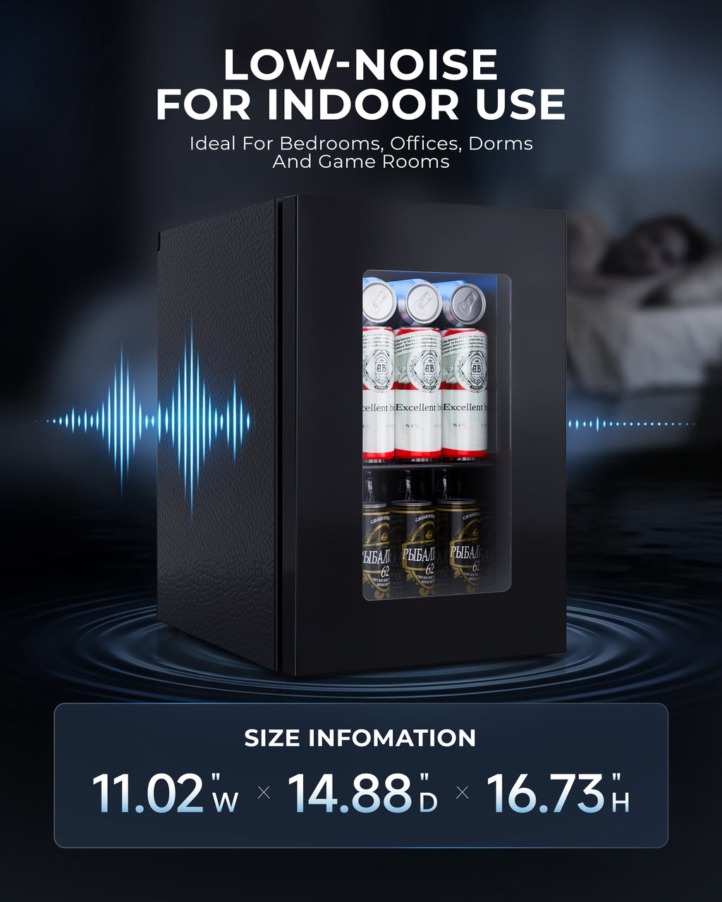 UrbanSync 18L Mini Beverage Refrigerator, Compact Drink Cooler with Glass Door, Thermoelectric Cooling Small Fridge for Soda Beer Juice Skincare Drinks