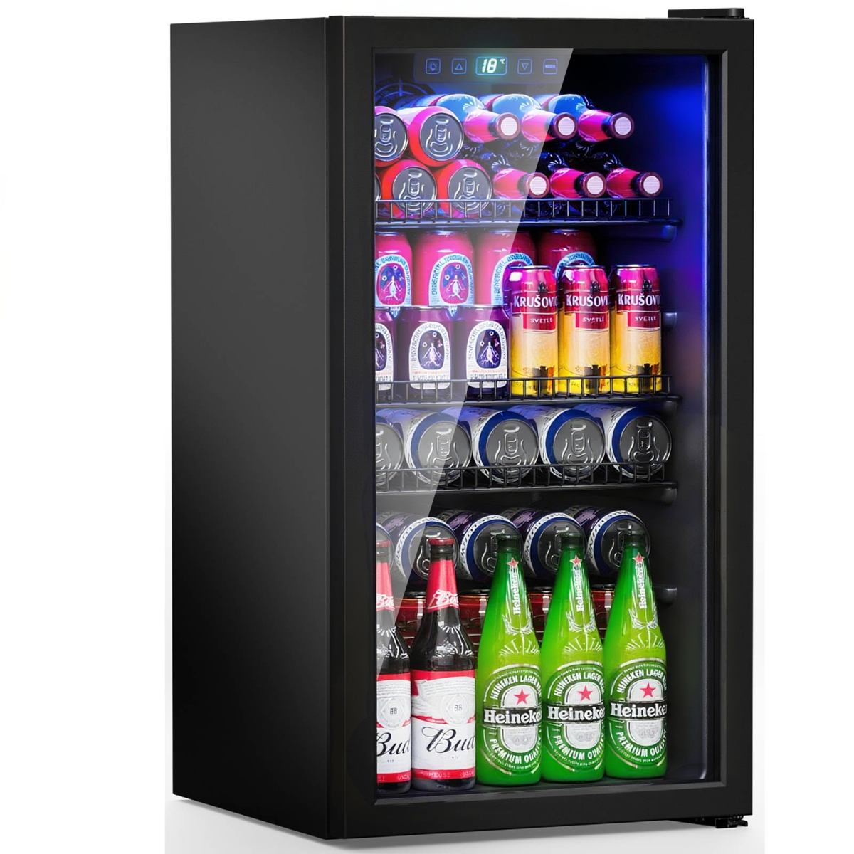 UrbanSync 130 Can Beverage Refrigerator Cooler 3.2 Cu.ft Mini Fridge with Glass Door & Adjustable Shelves, for Home/Office/Bar