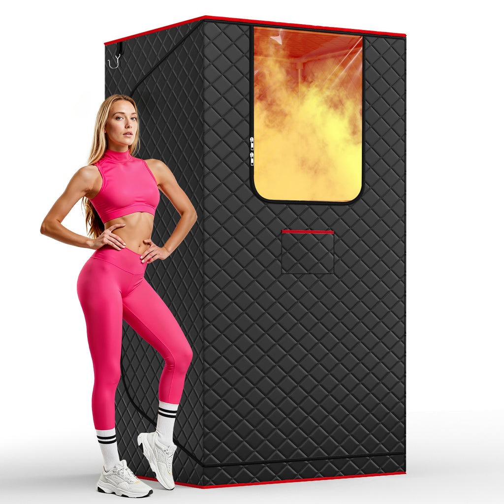 1-Person Portable Steam Sauna Tent with 3L/1200W Steamer, 99-Min Timer & 15 Power Levels, XL Foldable and Remote Control, Detox Spa for Relaxation, 70.8" x 31.2" x 31.2", Black