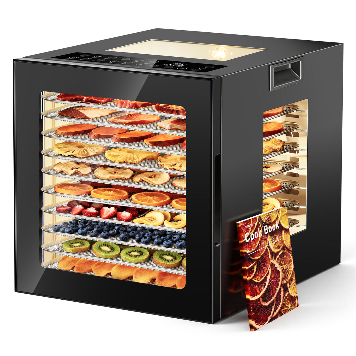 UrbanSync 850W Home Food Dehydrator Machine, 10 Stainless Steel Trays, 48-Hour Timer, LED Light, Ideal for Food, Meat, Fruit, and Vegetables