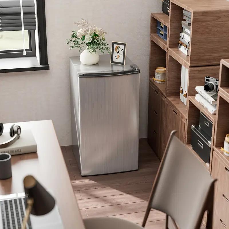UrbanSync 3.3 cu. ft. Single Door Compact Refrigerator with Freezer, for Office, Bedroom, Apartment, Silver
