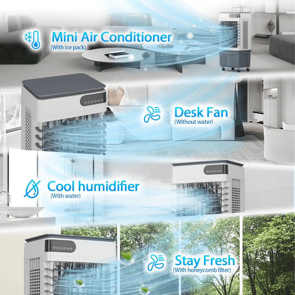 UrbanSync Evaporative Air Cooler, 3d Cooling, 8 Gallon Tank, 3 Speeds, 12 Hour Timer, 4 Ice Boxes, Indoor or Outdoor Use