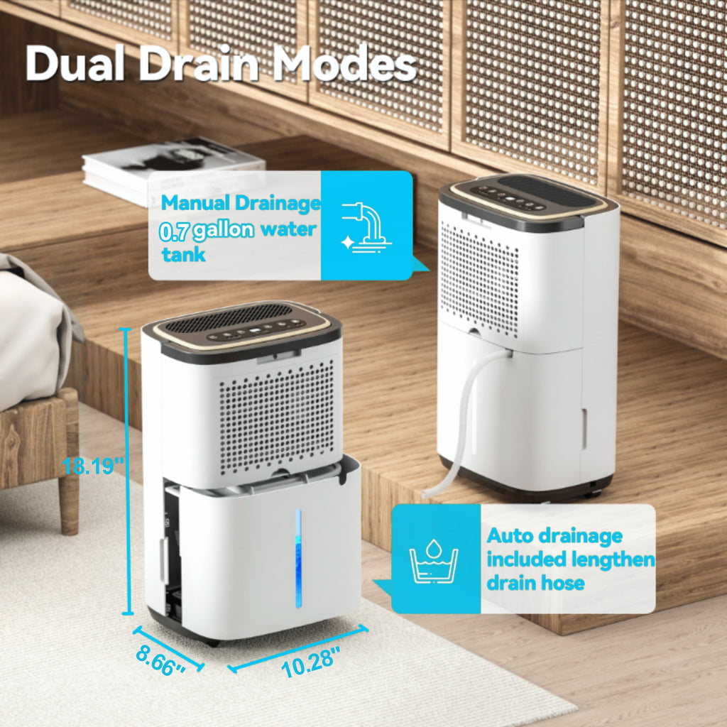 UrbanSync 9-Pint (DOE) , Max 30 Pints/D 3400 Sq.Ft Dehumidifier, Dehumidification/Drying/Air Modes, Humidity Display Function, 24H Timer, Drainage Hose, for Bedroom Office, Basement, Laundry
