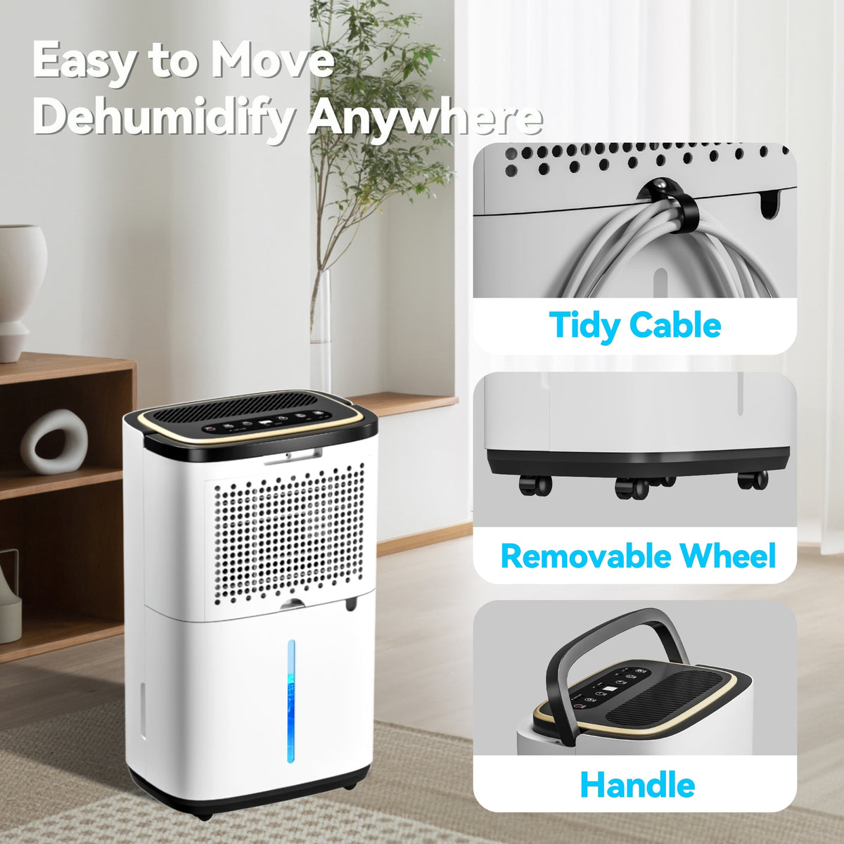 UrbanSync 15-Pint (Doe), Max 50PT 5000 Sq.Ft Dehumidifier, 24H Dehumidifiers with Drain Hose for Basement, Large Compressor Dehumidifier for Basement/Laundry/Bedroom/Office