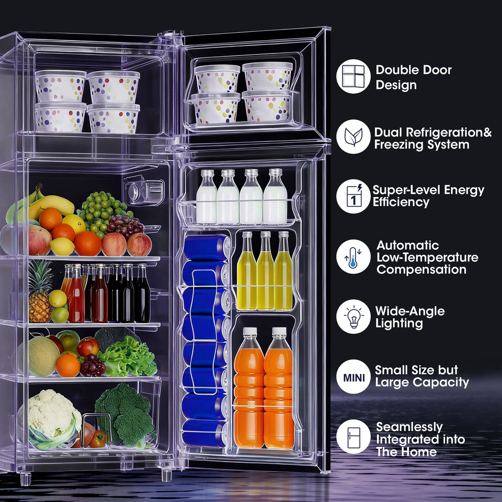 UrbanSync 4.5 Cu.ft Mini Refrigerator with Freezer,Small Refrigerator for Office,Kitchen,Dorm and Bedroom ,2 Doors Mini Fridge with Adjustable Shelves(Sliver)