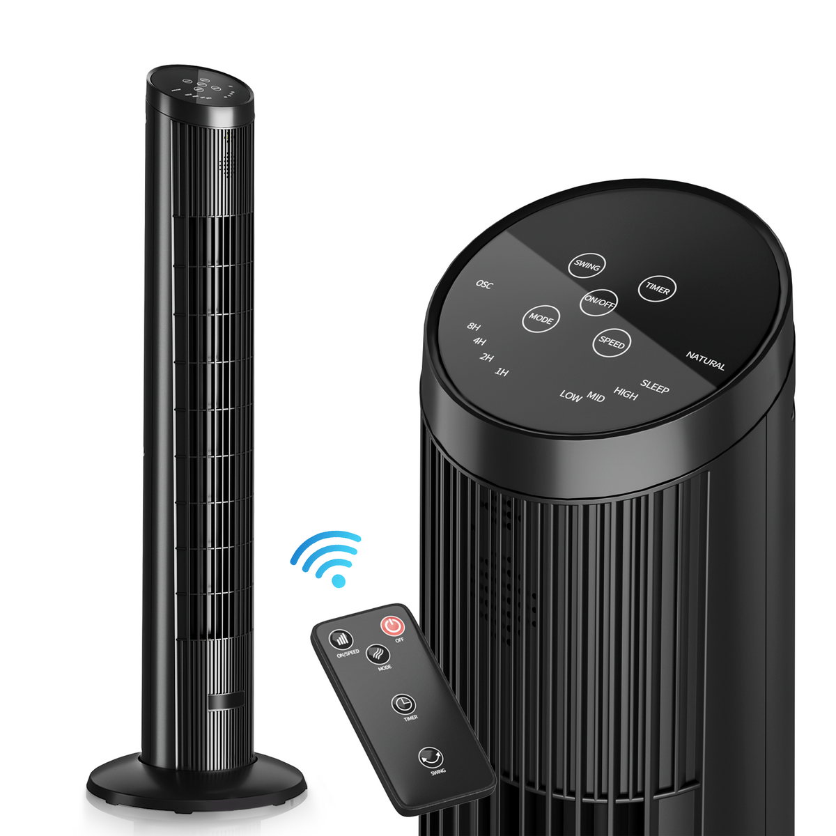 UrbanSync 33" Tower Fan – 3 Speeds, Remote Control, 15-Hour Timer, Rotating, 90° Oscillation – Ideal for Office, Bedroom, Gym