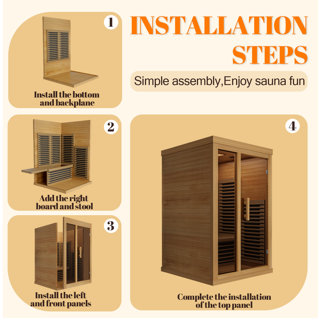 UrbanSync 2 Person Personal Sauna for Home Use, Full Spectrum Infrared Sauna, Low EMF, Dual Tempered Glass & Bluetooth Speakers - Indoor Sauna 2000W (Wood Tone)