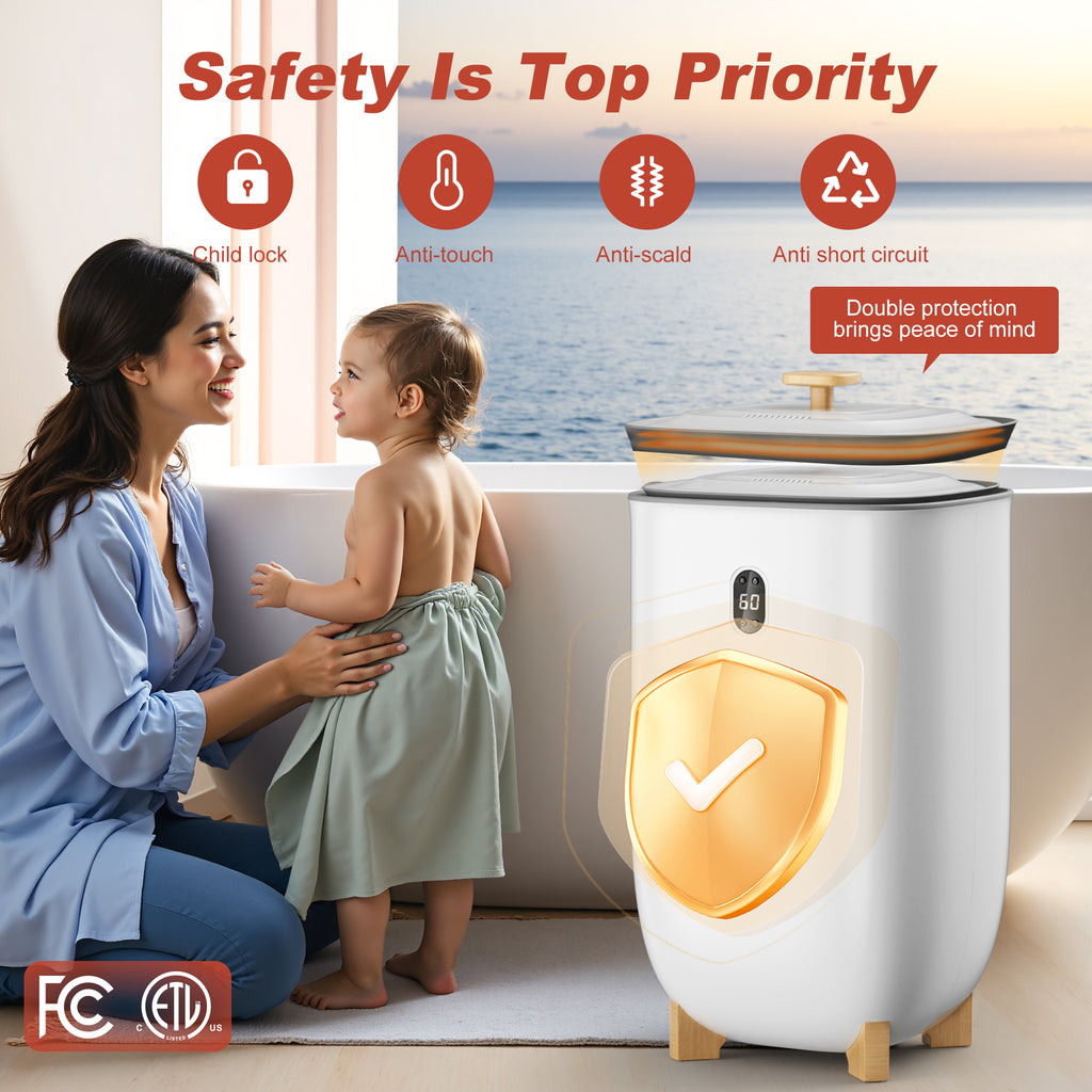 UrbanSync 35L Towel Warmer, Towel Warmer Bucket with Drying Modes, Heating Mode 20/30/60/90 Min, LED Screen, for Spa, Bathrobe, Blanket & Pajama