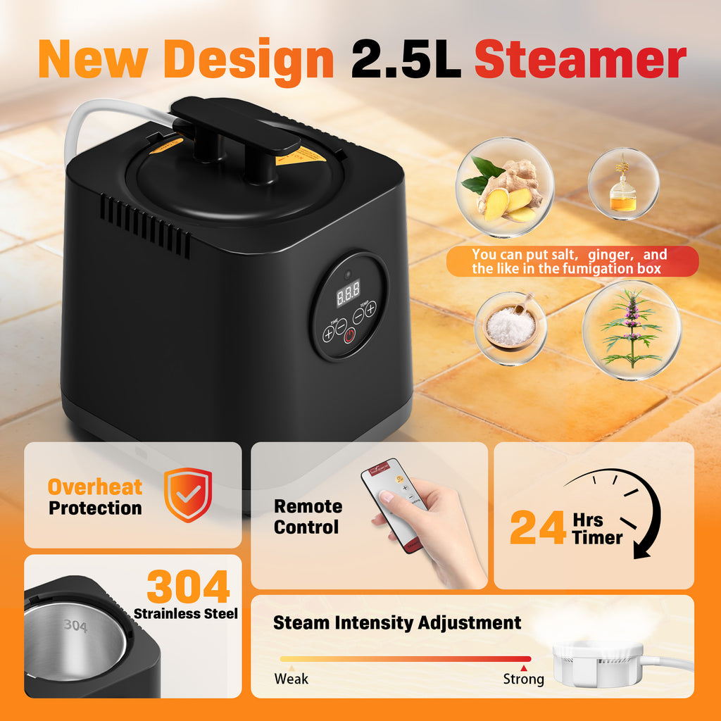 1-Person Portable Steam Sauna Tent with 3L/1200W Steamer, 99-Min Timer & 15 Power Levels, XL Foldable and Remote Control, Detox Spa for Relaxation, 70.8" x 31.2" x 31.2", Black