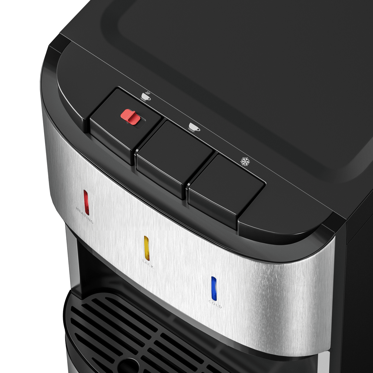 UrbanSync Bottom-Mounted Water Dispenser, 3 Temperatures (Hot, Cold, and Room), with Safety Lock, LED Lighting, Empty Bottle Alert, Black