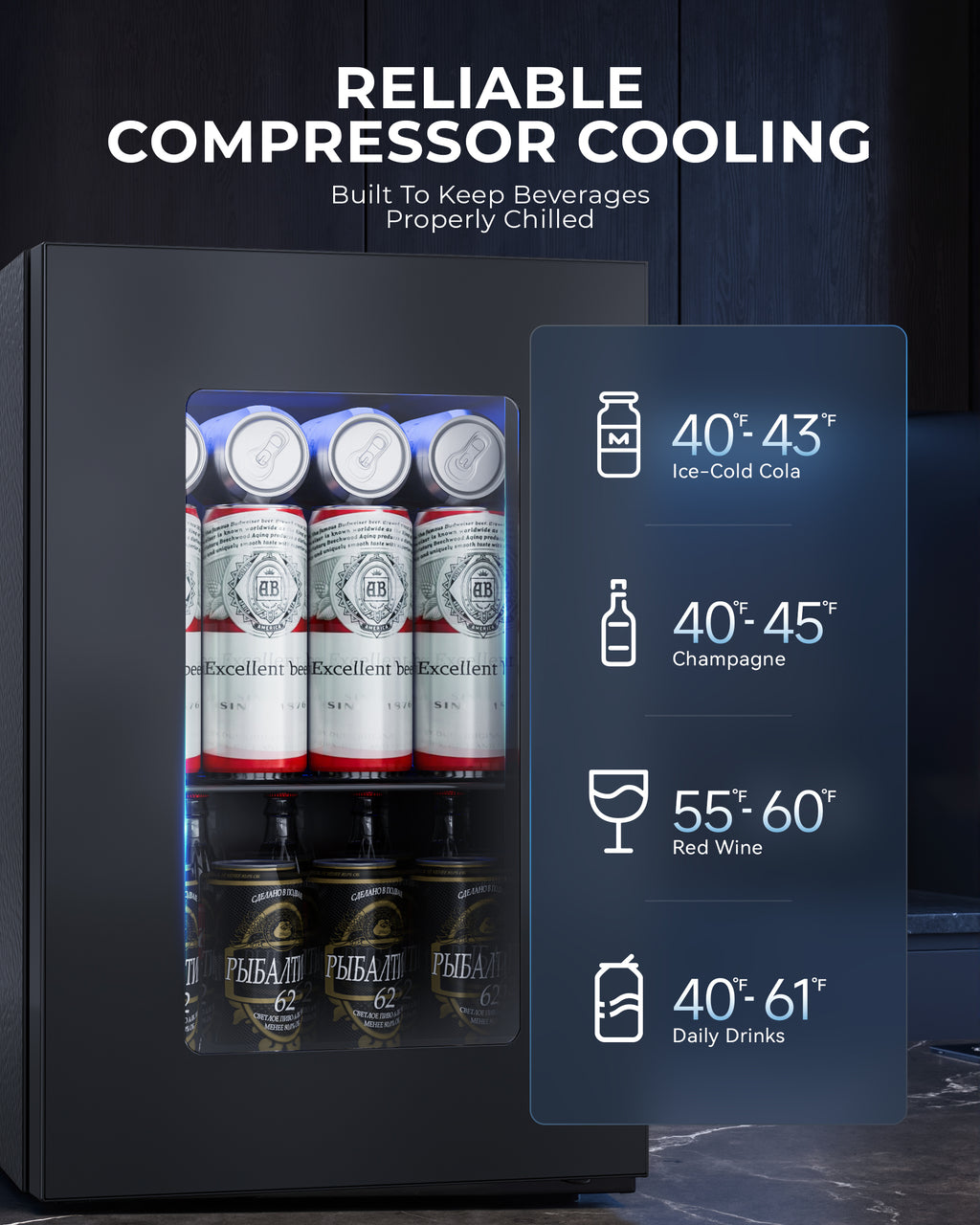 UrbanSync 18L Mini Beverage Refrigerator, Compact Drink Cooler with Glass Door, Thermoelectric Cooling Small Fridge for Soda Beer Juice Skincare Drinks