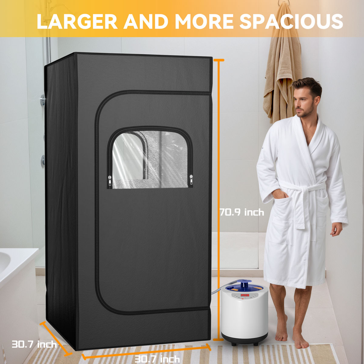 UrbanSync Portable Steam Sauna for Home with 3L 1200W Steamer, Remote Control, Folding Chair (Oxford cloth, waterproof)