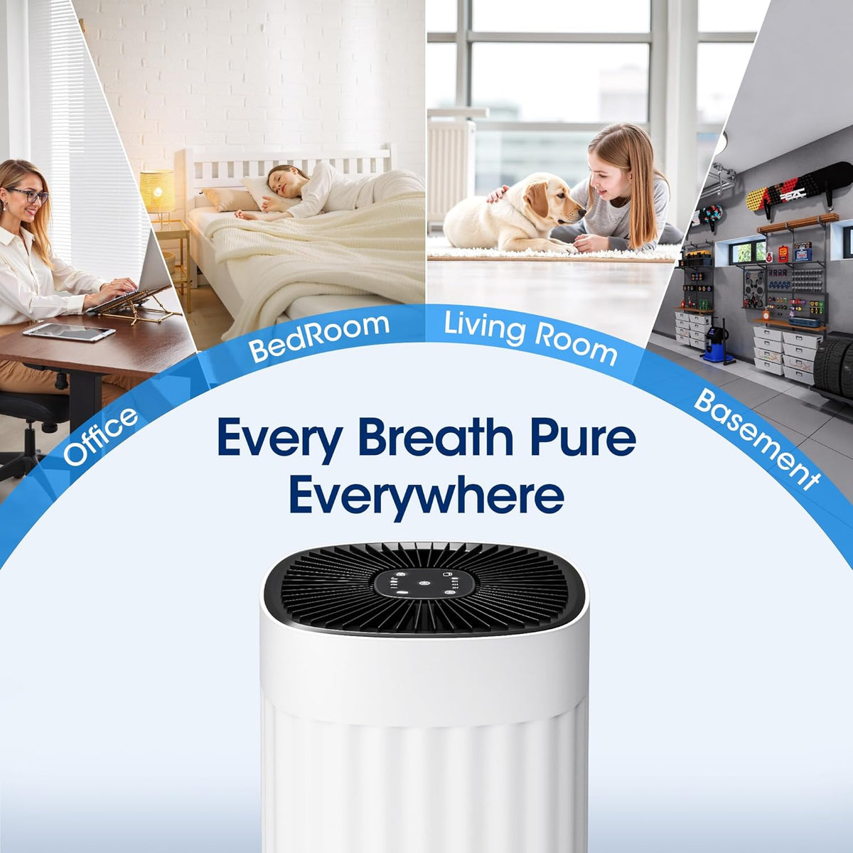 UrbanSync 3-in-1 HEPA Air Purifier - 99.97% Particle Removal, 3-Speed, 8H Timer for Home & Office