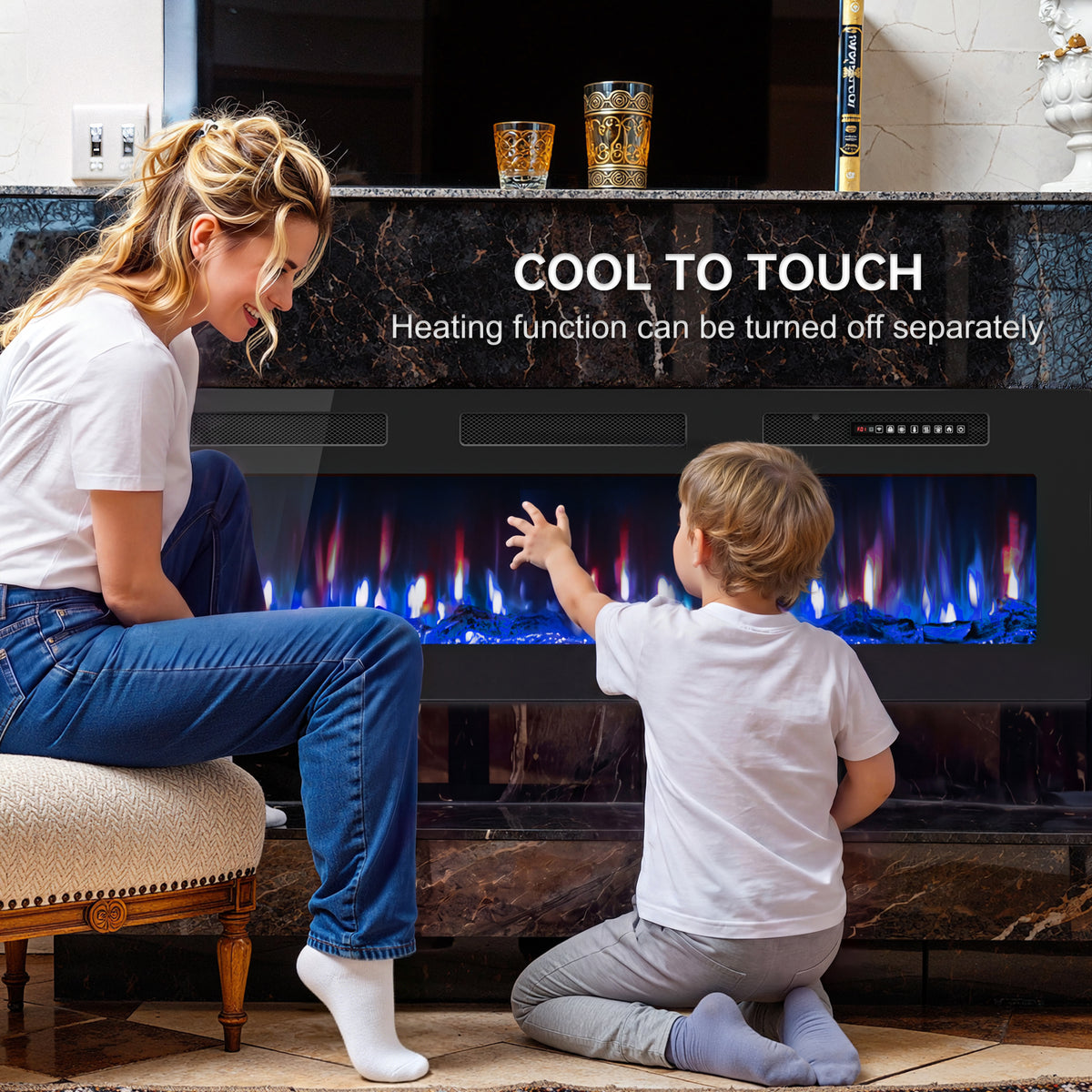 UrbanSync 72” Electric Fireplace Ultra Thin Fireplace Heater, Recessed Wall Mounted Fireplace with Multicolor Flame & Remote Control, New