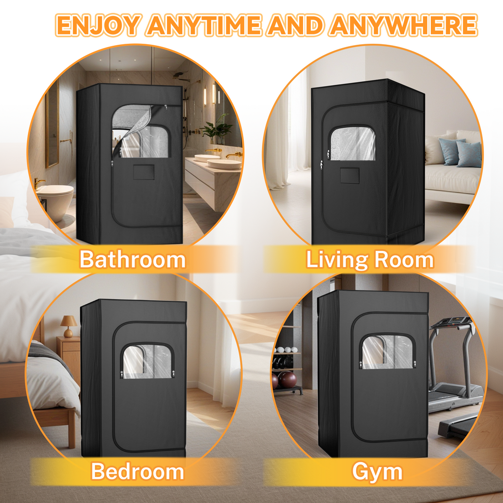 UrbanSync Portable Steam Sauna for Home with 3L 1200W Steamer, Remote Control, Folding Chair (Oxford cloth, waterproof)