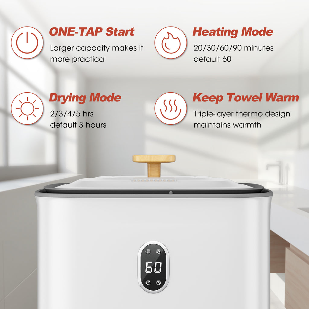 UrbanSync 35L Towel Warmer, Towel Warmer Bucket with Drying Modes, Heating Mode 20/30/60/90 Min, LED Screen, for Spa, Bathrobe, Blanket & Pajama