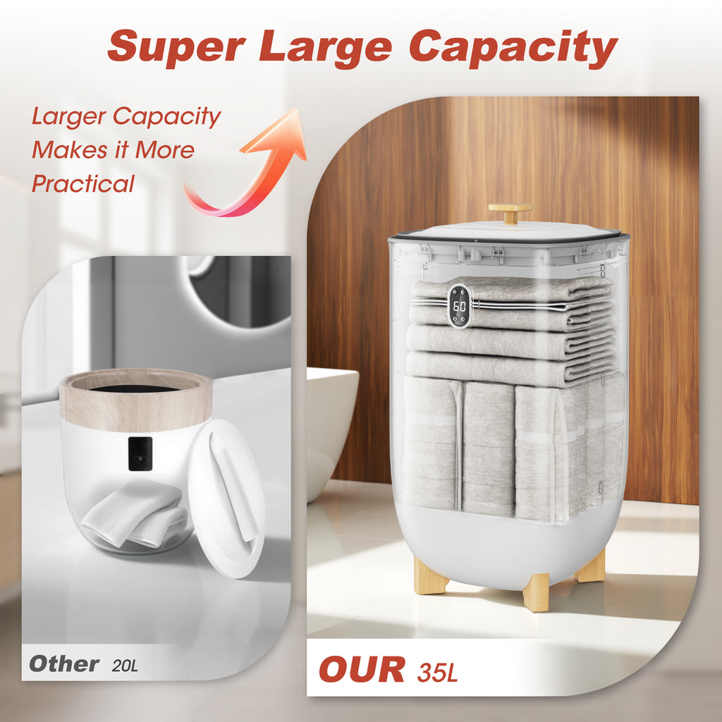 UrbanSync 35L Towel Warmer, Towel Warmer Bucket with Drying Modes, Heating Mode 20/30/60/90 Min, LED Screen, for Spa, Bathrobe, Blanket & Pajama