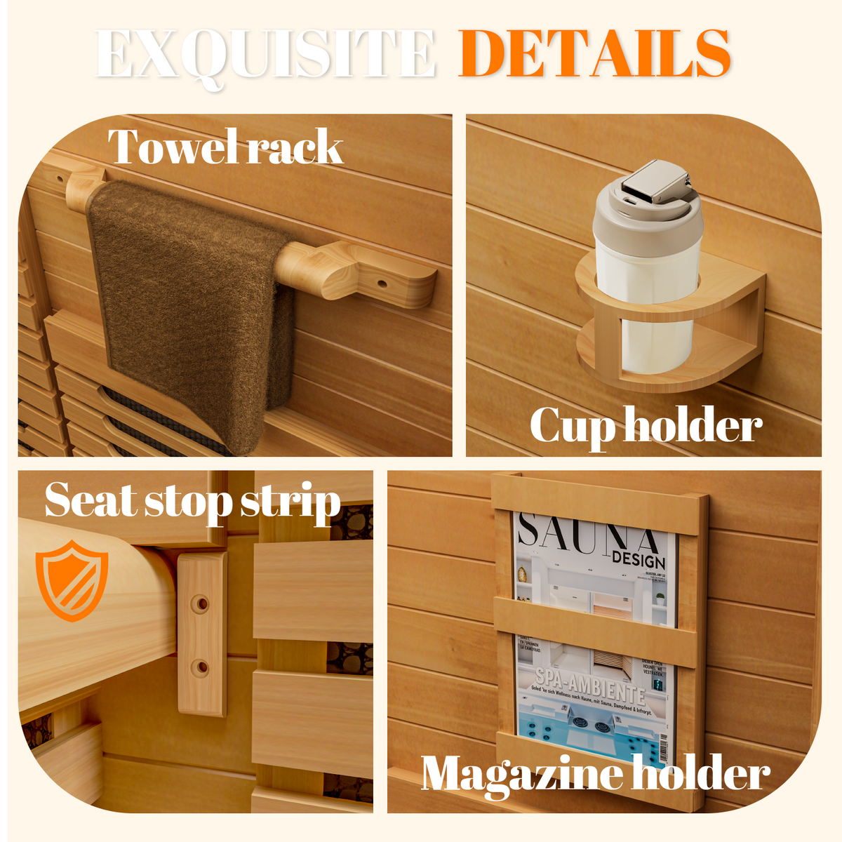 UrbanSync 2 Person Personal Sauna for Home Use, Full Spectrum Infrared Sauna, Low EMF, Dual Tempered Glass & Bluetooth Speakers - Indoor Sauna 2000W (Wood Tone)