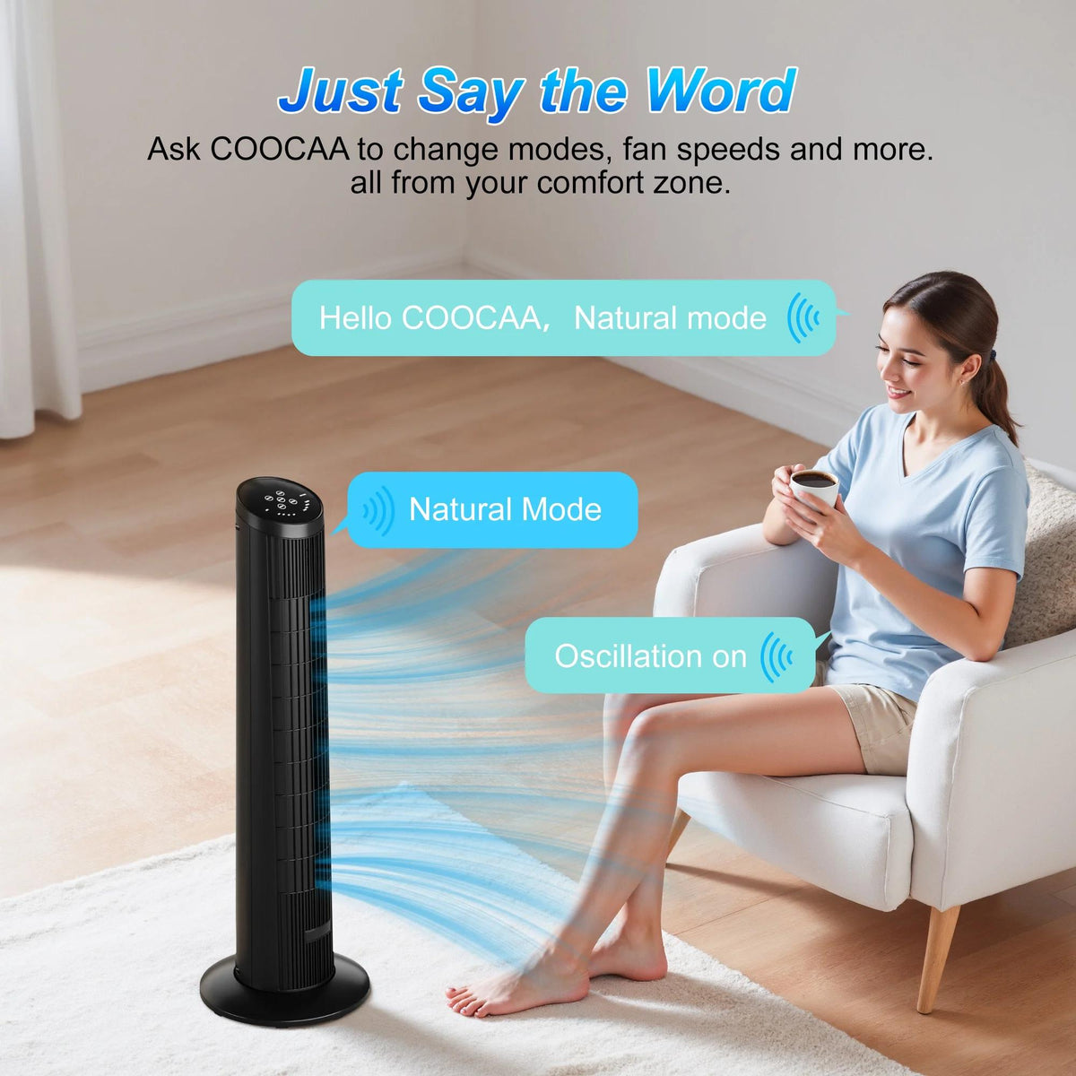 UrbanSync 33" Tower Fan – 3 Speeds, Remote Control, 15-Hour Timer, Rotating, 90° Oscillation – Ideal for Office, Bedroom, Gym