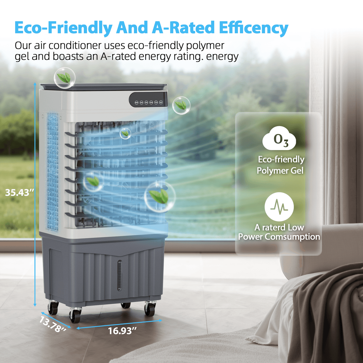 UrbanSync Evaporative Air Cooler, 3d Cooling, 8 Gallon Tank, 3 Speeds, 12 Hour Timer, 4 Ice Boxes, Indoor or Outdoor Use
