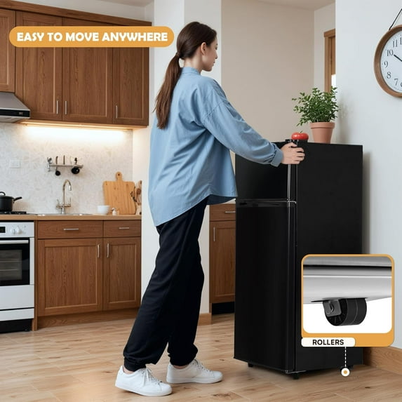 UrbanSync 4.5 Cu.ft Mini Fridge with Freezer, 2 Doors, 7 Temperature Settings, Suitable for Kitchens,Offices and Bedrooms (Black)
