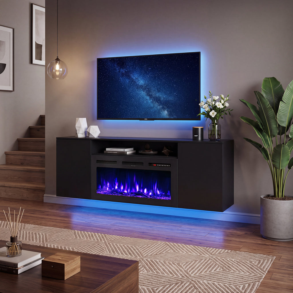 UrbanSync 36’’ 1500W Wall Mounted Recessed Electric Fireplace,12 Flame Color Modes,Touch Screen & Remote Control,Ultra Thin & Low Noise