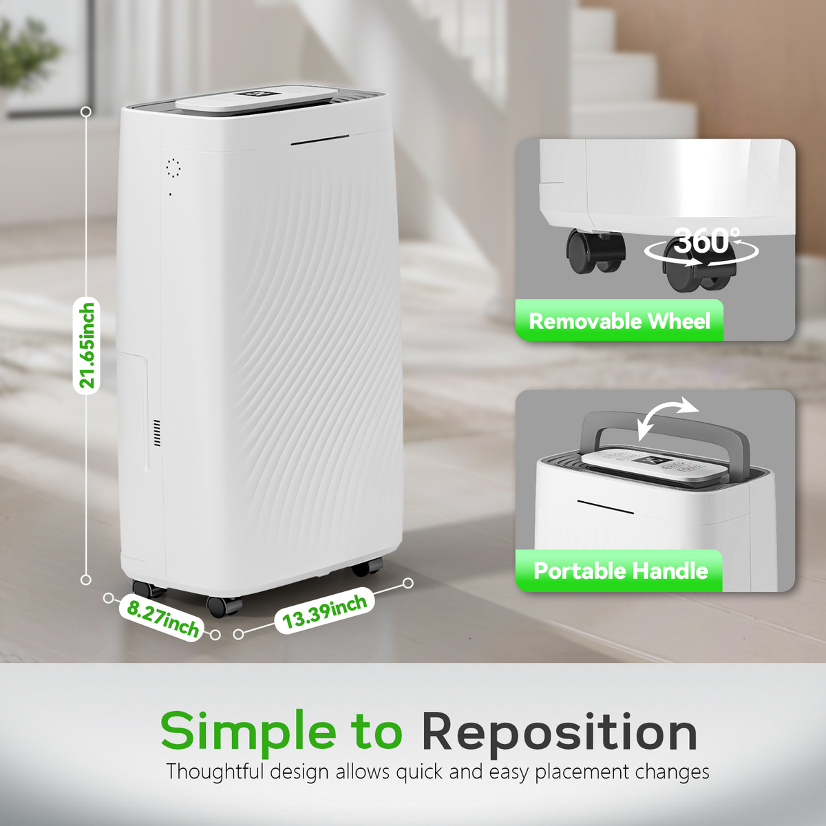 UrbanSync 19-Pint (DOE) , Max 80 Pints/D Multi-Function Dehumidifier, 5500 Sq.Ft Coverage Area , 24H-Timer, Child lock, for Bedroom /Office/Laundry Room