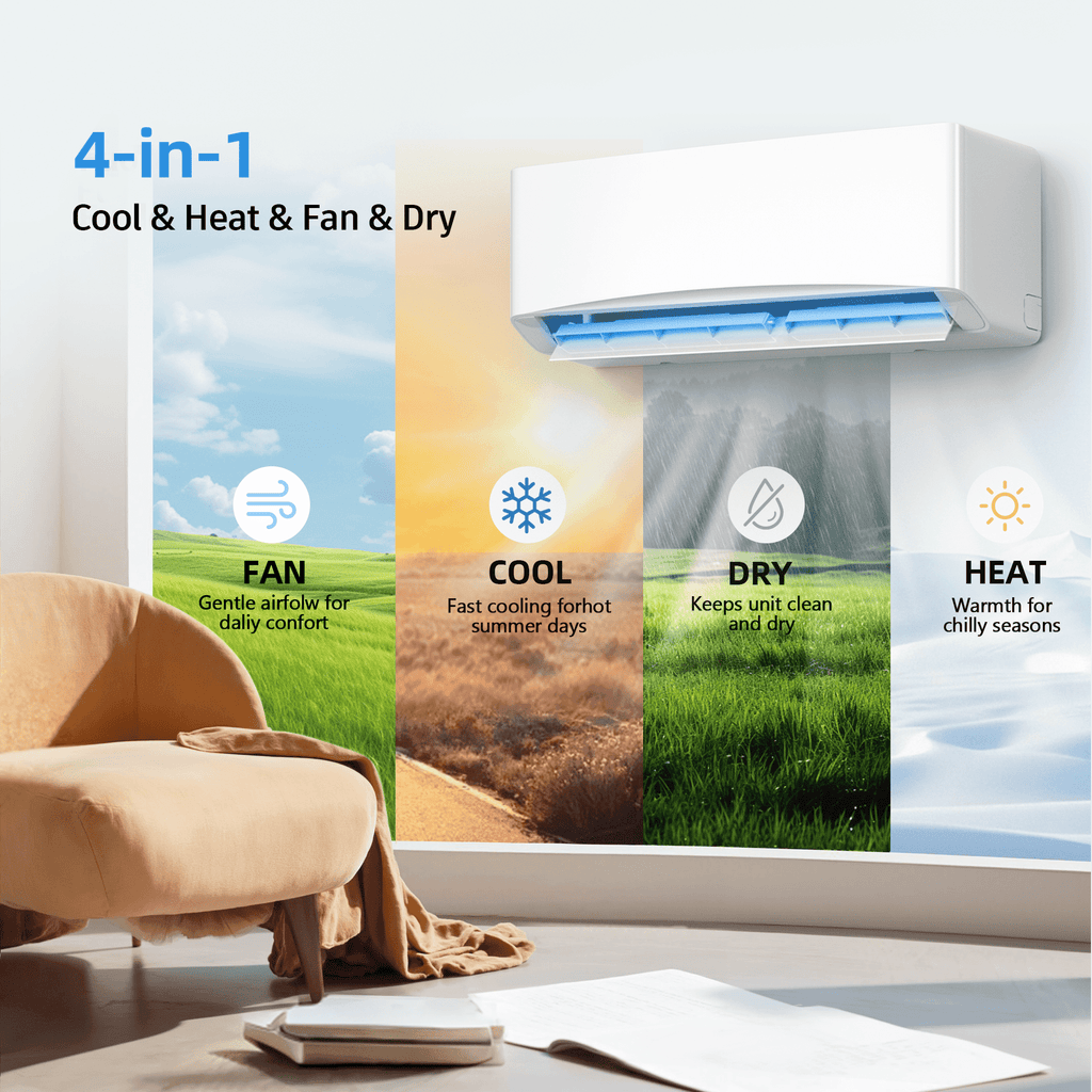 UrbanSync 18000 BTU Mini Split Air Conditioner & Heater with Inverter, 19 SEER2 230V Energy Saving AC Unit Cools Rooms up to 1250 Sq. Ft, Complete Installation Kit