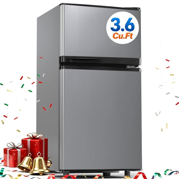 UrbanSync 3.5 Cu.Ft Mini Fridge with Freezer – Quiet, Energy-Efficient, and Space-Smart, Silver