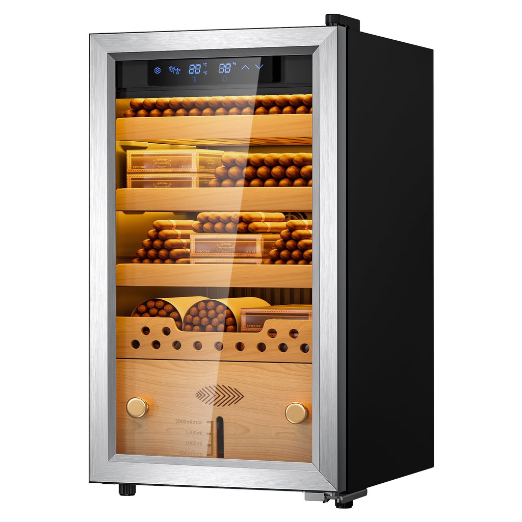 UrbanSync Electric Cigar Humidors with Compressor Cooling - Premium Humidity Control, 40L Cigar Box with Cedar Wood Shelves, Ideal for Storing Cigars