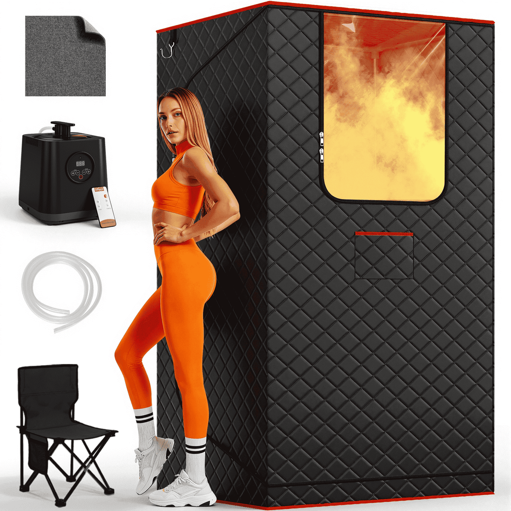 1-Person Portable Steam Sauna Tent with 3L/1200W Steamer, 99-Min Timer & 15 Power Levels, XL Foldable and Remote Control, Detox Spa for Relaxation, 70.8" x 31.2" x 31.2", Black
