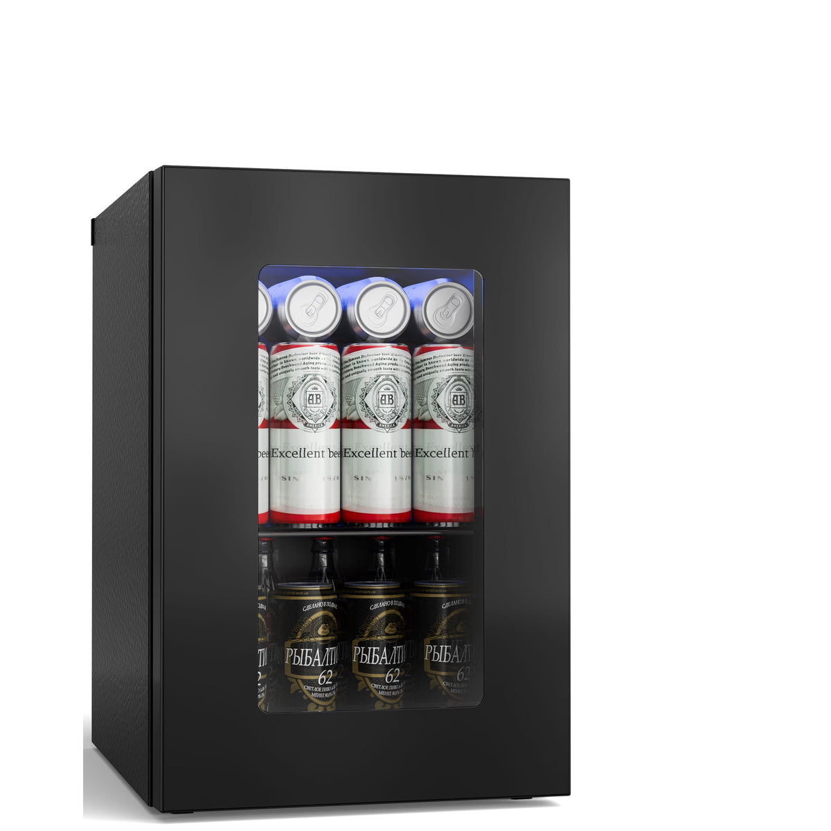 UrbanSync 18L Mini Beverage Cooler, 25-Can Mini Fridge Glass Door Drink Fridge, Freestanding Small Wine & Soda Refrigerator with LED Light, Removable Wire Shelf for Office, Bedroom, Dorm, Bar