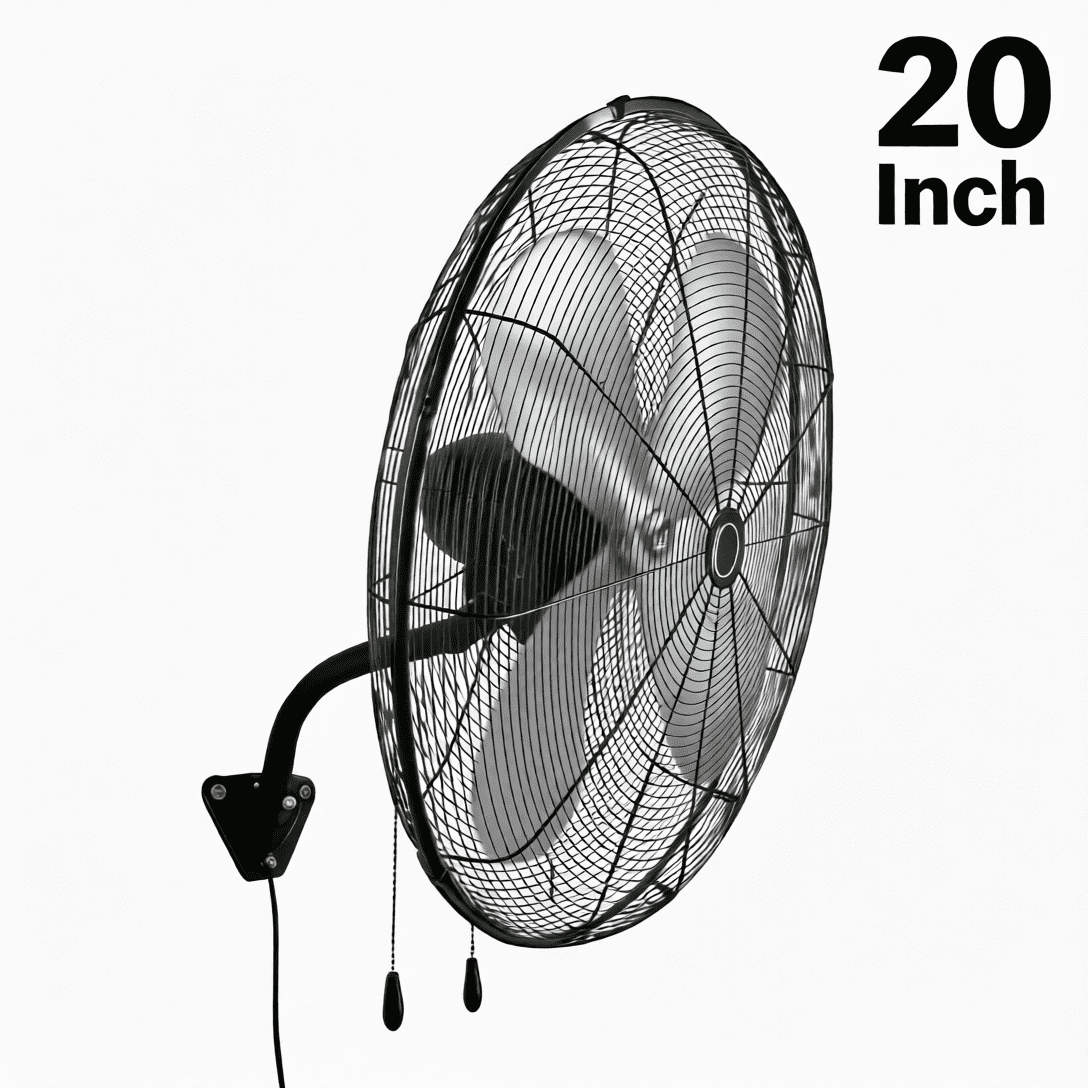 UrbanSync Wall Mount Fan, 20 Inch,3-speed, Waterproof Oscillating Industrial Wall Fan, for Warehouse, Greenhouse, Workshop, Patio (Black, ETL Listed)